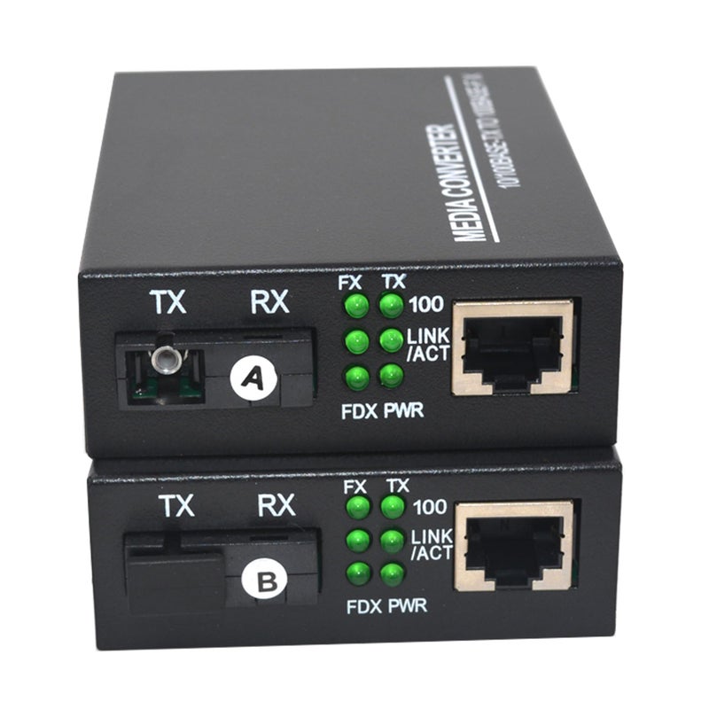 Primeda 10/100Mbps Ethernet Media Converters, Bi-Directional Single-Mode SC Fiber - A Pair of 10/100Base-TX to 100Base-FX up to 20Km(12.4mi) - Image 1